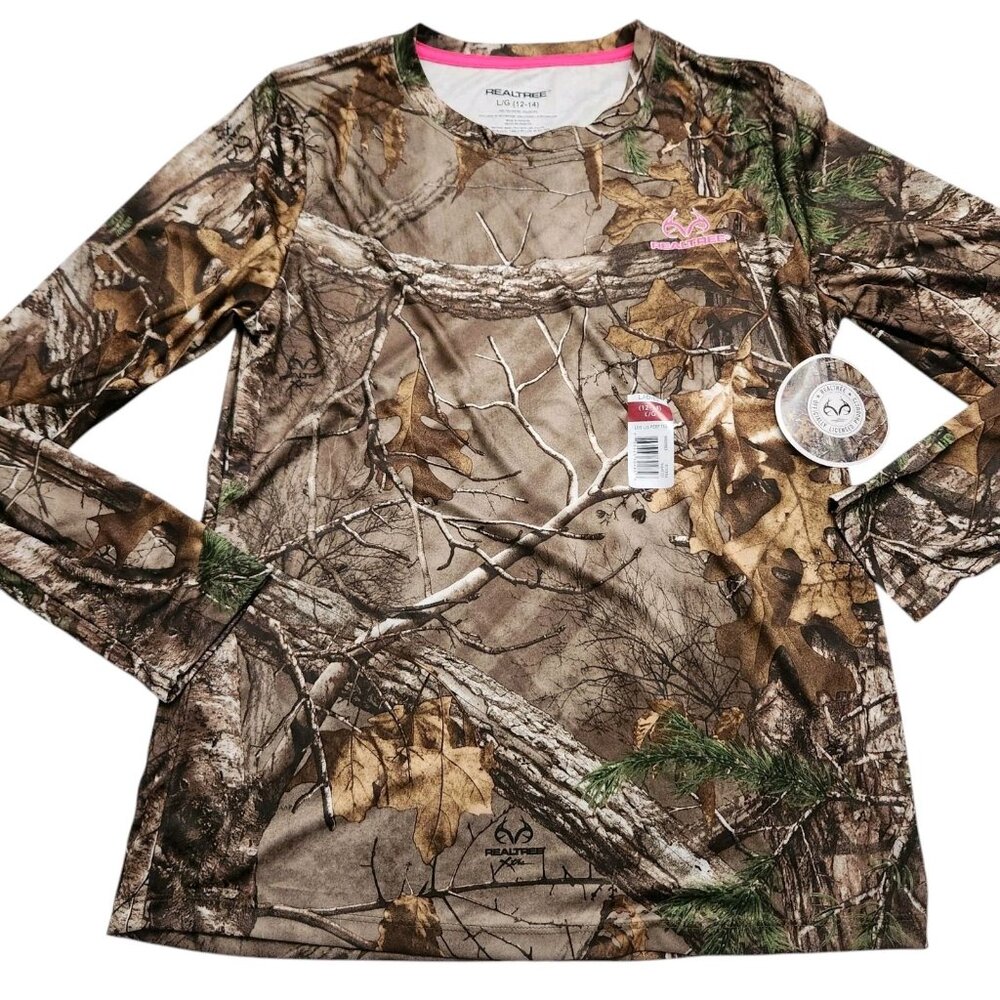 Realtree Extra Womens Woods Camouflage Long Sleeve Under Shirt Size 12-14
